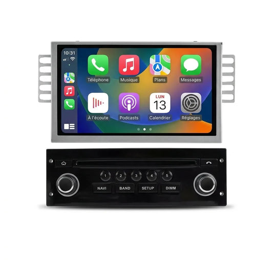 Écran tactile 7 pouces CarPlay et bloc de commande pour Citroën C3 Picasso 2009-2017, vue de face
