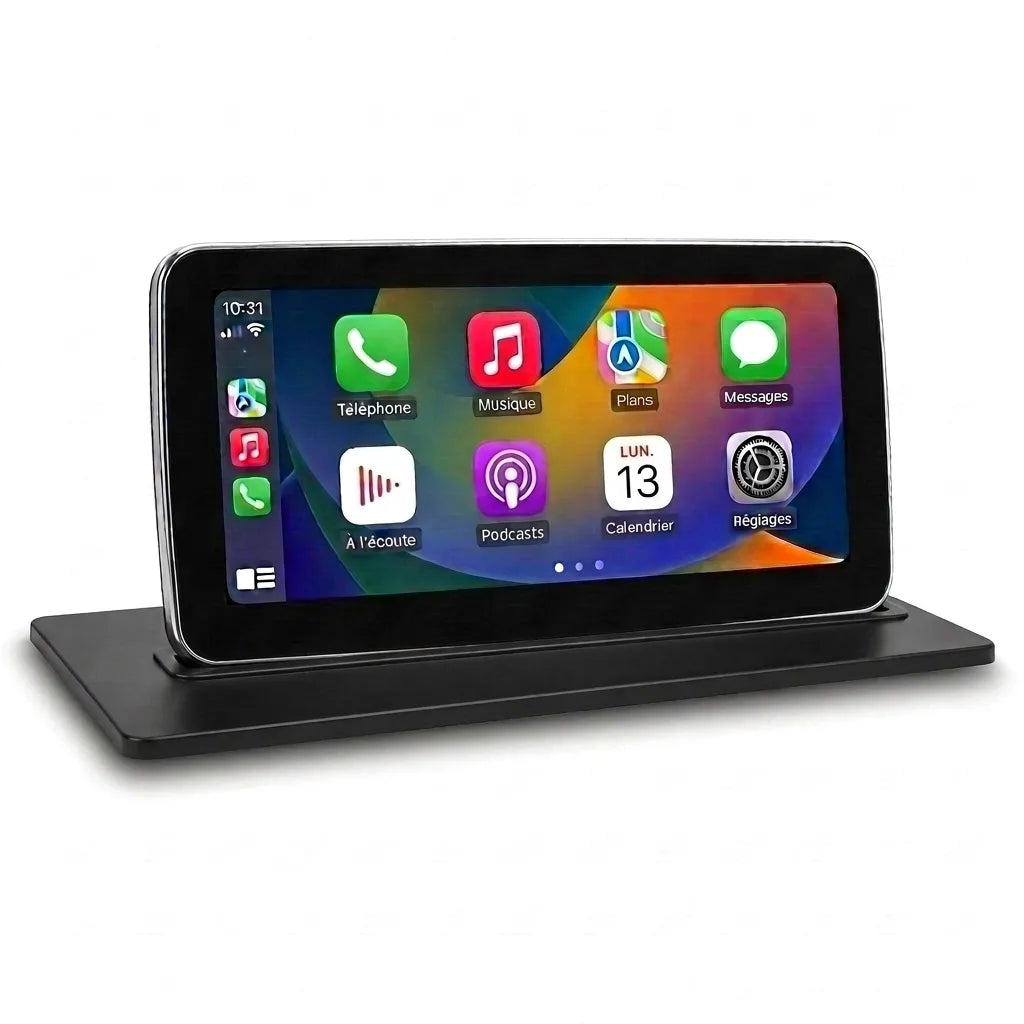 Écran CarPlay 10,25 pouces pour Audi A4 B8 et A5 8T, cadre à liseré argenté, interface Apple CarPlay en français