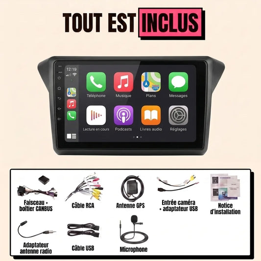Autoradio CarPlay Citroën C4 Picasso et Grand C4 Picasso 2006-2013 : tout est inclus, façade noire, faisceau canbus, antenne GPS, micro et câbles