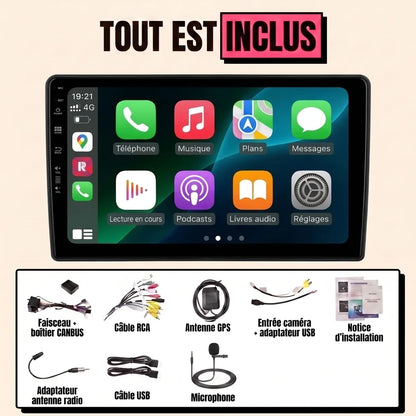 Autoradio CarPlay Citroën C5 II (2008-2017) : tout est inclus, écran tactile 10,1 pouces, faisceau canbus, antenne GPS, micro et câbles