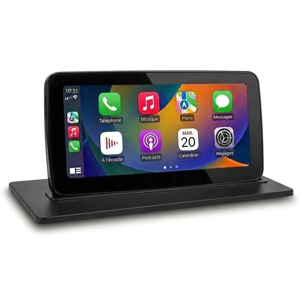 Écran CarPlay 10,25 pouces pour Mercedes Classe C W204, cadre noir laqué, interface Apple CarPlay en français