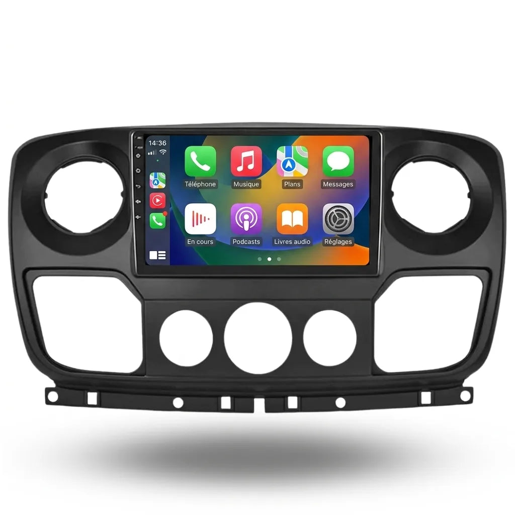 Autoradio CarPlay et Android Auto 10,1 pouces avec façade Renault Master 3 (2010-2019)