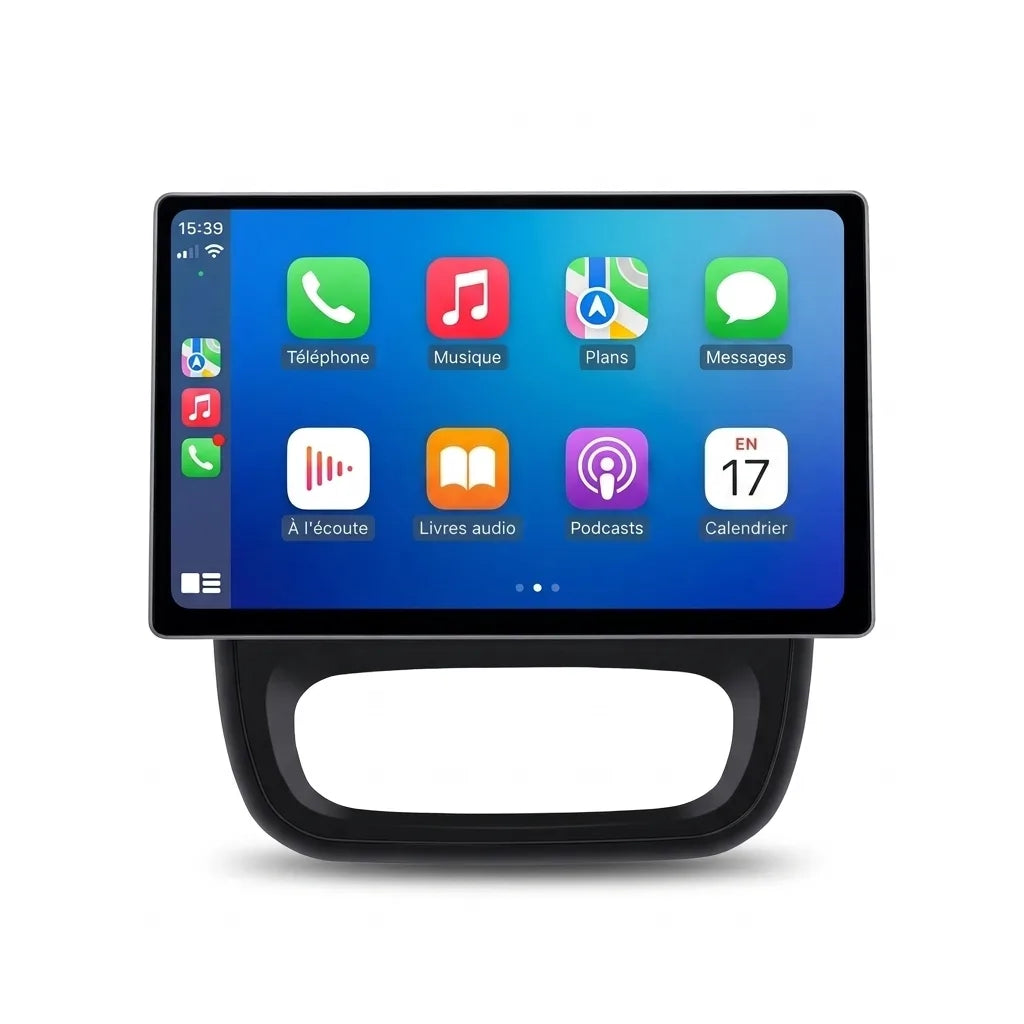 Autoradio CarPlay écran tactile 13 pouces sur sa façade d'adaptation climatisation automatique pour Renault Trafic 3 (2014-2021)