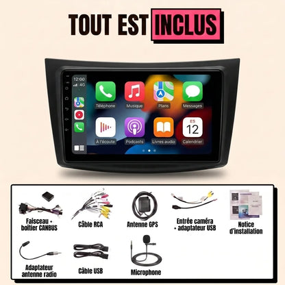 Kit autoradio CarPlay Suzuki Swift 3 (2010-2017) écran tactile 9 pouces avec cadre : tout est inclus, faisceau canbus, antenne GPS, câbles, microphone et notice