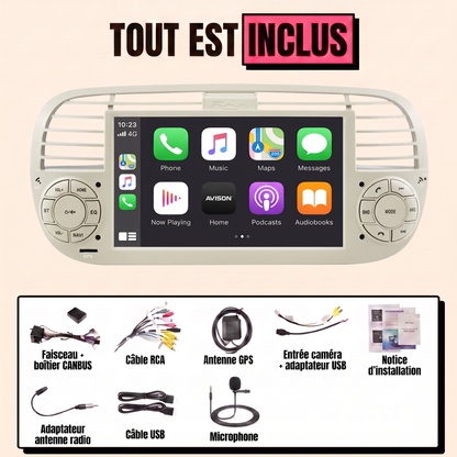 CarPlay Fiat 500 (2007-2015) — Autoradio Écran Tactile 7"
